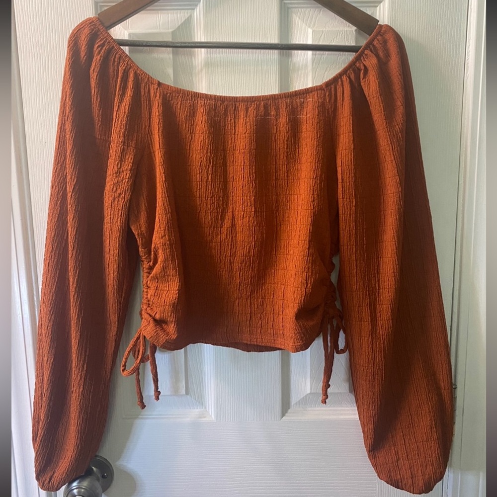 🍂Rust Cinched Crop Top - Picture 2 of 4